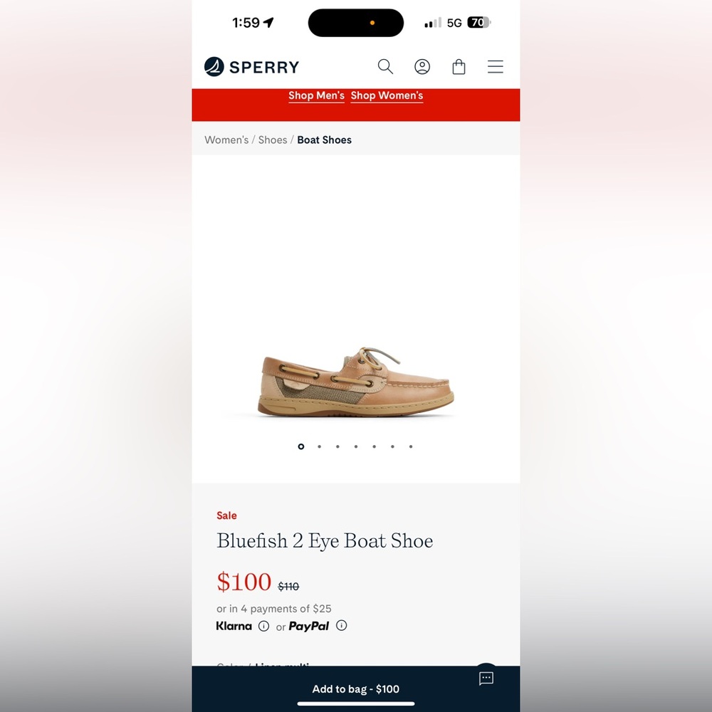 Women’s sperry Bluefish 2 Eye boat shoe